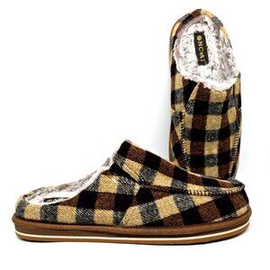 ONCAI Mens Size 13 Slippers Warm Cotton Blend Slip-on House Clogs Tweed Plaid